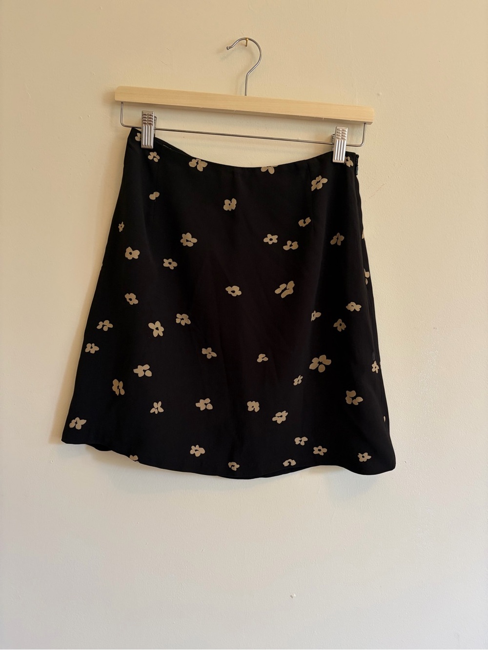 Vintage Banana Republic Black Floral A-Line Skirt